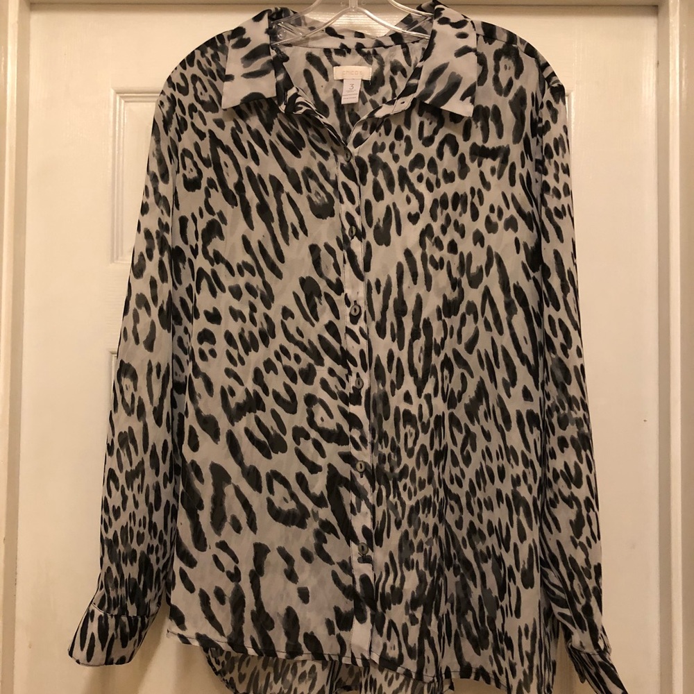 Chico’s animal print blouse.